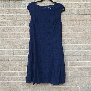 Navy Blue Floral Lace Dress